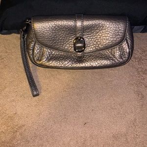Talbots silver Leather Wristlet Clutch